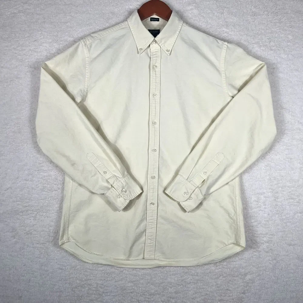 J Crew Shirt Mens Large Yellow Tailored Fit Long Sleeve Cotton Button Down